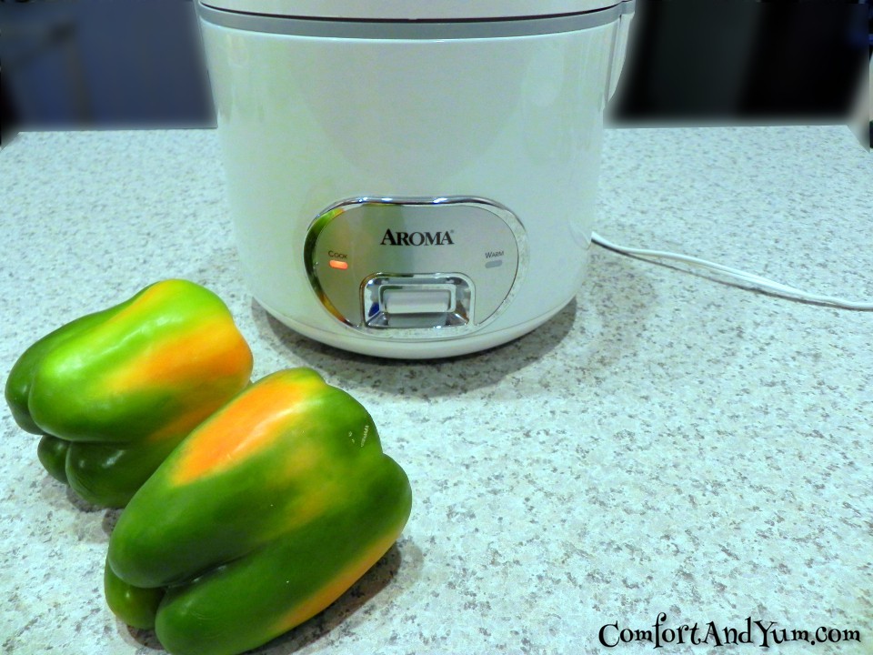 Rice Steamer and Green Bell Peppers