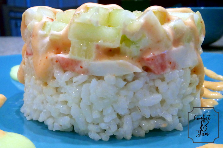 Spicy Crab Meat Sushi Stack Finished YUM